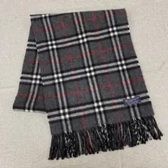 N741＊ バーバリー カシミヤマフラー グレー系 ノバチェック