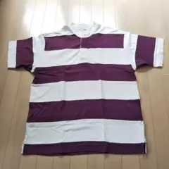 ★メンズ！グローバルワーク パープル×ホワイトボーダーTシャツ Lサイズ★のサムネイル