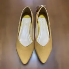 mélange イエロー ポインテッドトゥ パンプス