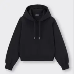 GU クロップドスウェットパーカ(長袖) ブラック　L