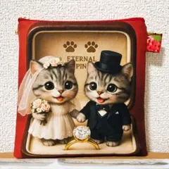 ＊パネル生地＊ジュエリー ネコ アメショー 14cmファスナーポーチ