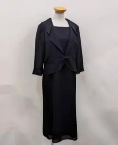 東京ソワール/ショールカラージャケット×ワンピースドッキング/セット/11号