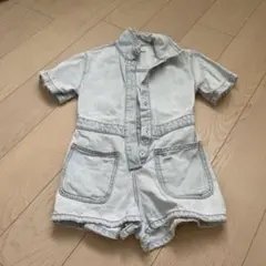 ライトブルー デニム ショートオーバーオール