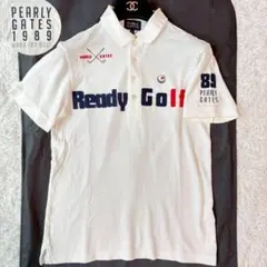 ✨美品✨パーリーゲイツ ポロシャツ エンボス バックロゴ ワッペン 刺繍 白