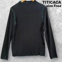 チチカカ TITICACA 配色メロートップス ハイネック 黒のサムネイル