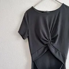 SHEIN ツイストデザイン 半袖タイトワンピース【ＸＳ】ブラック