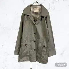 J609 maca マカ スプリングコート ハーフコート裏地チェック カーキ L