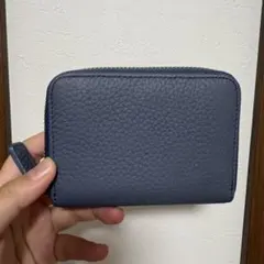 ラウンドファスナー 二つ折り財布 ブルーグレー