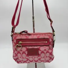 COACH コーチ　ポピーシグネチャーショルダーバック　ピンク　キャンバス