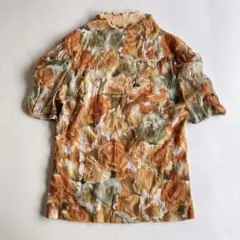 used レトロ シアー 薔薇柄 トップス 古着 ヴィンテージ vintageのサムネイル