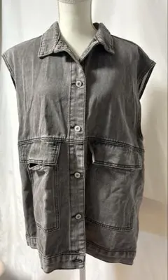 グレー ノースリーブ デニムジャケット