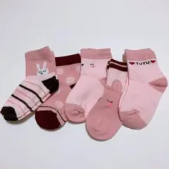 キッズ靴下 5足セット ピンク系 うさぎ 女の子 Sサイズ
