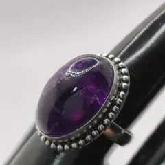 12号 濃色アメジスト カボション石 シルバー千本透かしリング - メルカリ