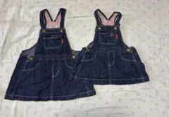 miki HOUSE デニムオーバーオール S M セット