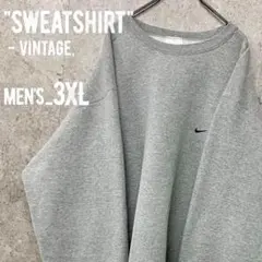 レア○USA製90s《ナイキ》刺繍スウェットトレーナー/グレー/メンズ3XL