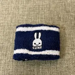 【CUNE】キューン うさぎ 刺繍 パイル リストバンド ネイビー×ホワイト