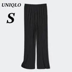 【極美品】ユニクロ　プリーツストレートパンツ　リラックス　ウエストゴム　ドロスト