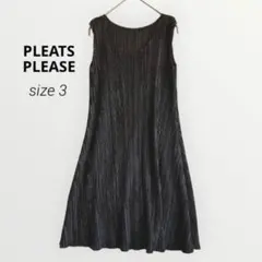 PLEATS PLEASE✨ノースリーブワンピース　チュニック　黒　サイズ3のサムネイル