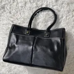 美品 サマンサタバサ トートバッグ シボ革 ブラック A4 ビジネス 黒 216のサムネイル