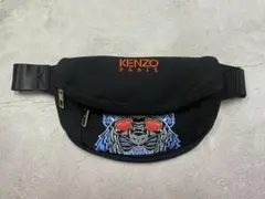kenzo ケンゾー ボディバッグ バムバッグ ブラック ナイロン 青ロゴ 