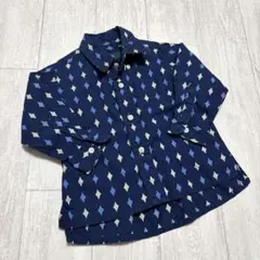 ベビー SHIPS ダイヤ柄シャツ ネイビー 80せ