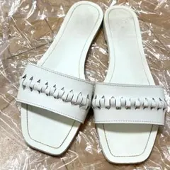 ZARA ザラ 編み込み フラットサンダル ホワイト 37のサムネイル