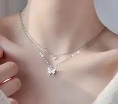 バタフライモチーフ2連ネックレス