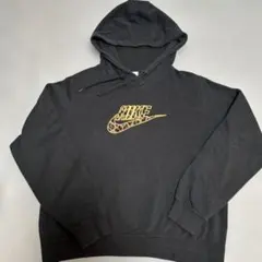 値下げ　NIKE ヒョウ柄ロゴ ブラックパーカー M 美品