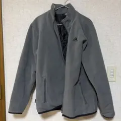【定番】adidas フリースジャケット グレー メンズ　ブルゾン