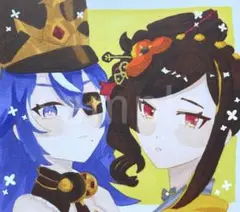 手描きイラスト　原神　千織&シュヴルーズ
