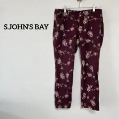 S.JOHN'S BAY 花柄 ストレートレッグ パンツ ストレッチ ブラウン