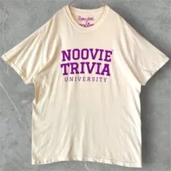 Noovie カレッジロゴプリント半袖Tシャツ ゆったり XL アイボリー