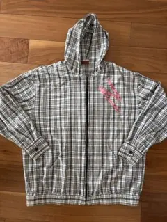 チェック柄フード付きパーカー