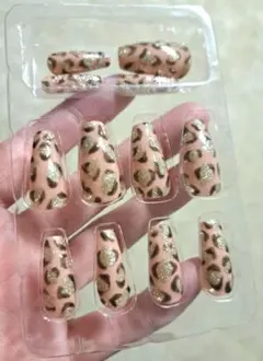 レオパード柄 ヒョウ柄 ネイルチップ Mサイズ 12枚入