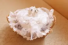 ハート型リングピロー テディベア付き