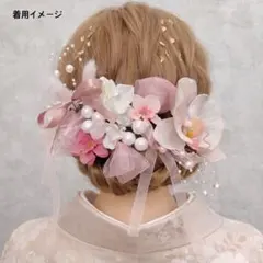 3 ヘッドドレス 髪飾り 成人式 振袖 卒業式 袴 ピンク リボン パール