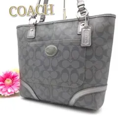 COACH✨トートバッグ シグネチャー PVC レザー グレー A4可