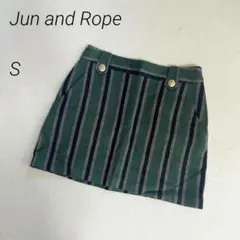 JunandRope ストライプ　ミニスカート　ゴルフウェア 　綿混　日本製