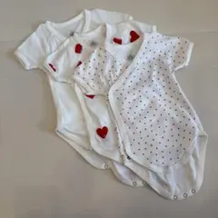 プチバトー 半袖ボディスーツ 3枚セット 6m 67cm