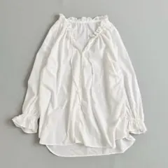 SLOBE IENA　タイプライターフリルカラーブラウス　白　ゆったり2022