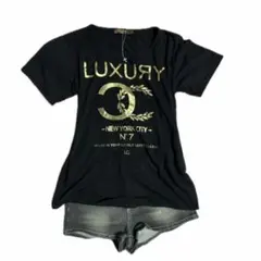 Y2k 平成ギャル ダークブラックTシャツ ダークコケットグランジ