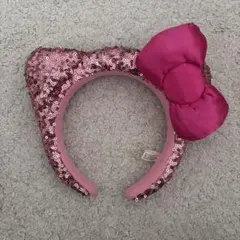 ピンク スパンコール リボンカチューシャ　キティー　USJ