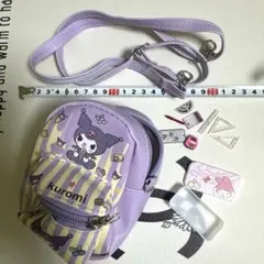 クロミ ミニリュック型ポーチ 文房具ミニチュアセットカラビナ付き