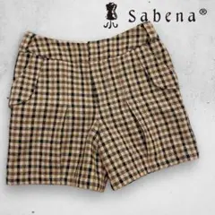 サベナ✨️千鳥格子柄 チェック柄 ツイードショートパンツ ウール ブラウン M