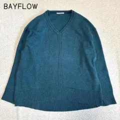 ベイフロー　ニット(F)Ｖネック　前後差　ウール混　大人カジュアル　ゆったりめ