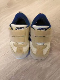 ASICS ベージュ ネイビー スニーカー ベルクロタイプ 14.5cm