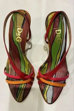 【美品】 D&G ドルチェ＆ガッバーナ マルチカラー ヒールサンダル 35のサムネイル