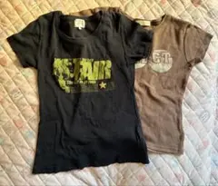 Tシャツ2枚・ 黒　タケオキクチ・茶系？shell ray