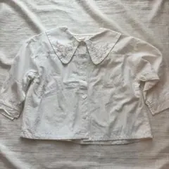 oatmeal 刺繍襟 ブラウス ホワイト 韓国子供服