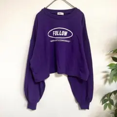 wego ウィゴー クロップド丈 トレーナー スウェット パープル ロゴ 良品